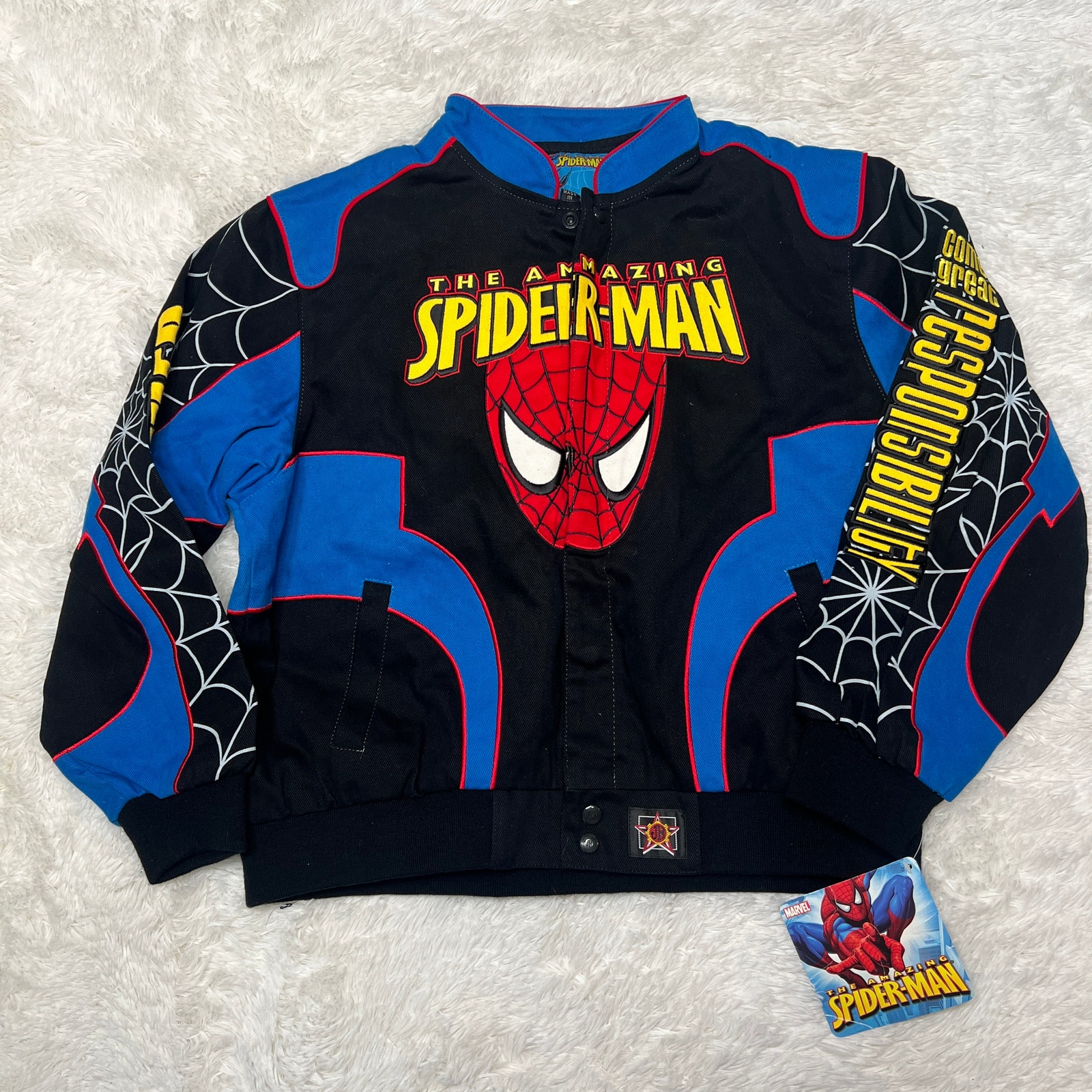 Jh Design Youth Amazing Spiderman Jacket Size 2xl 13-14 Great Power Spider-Man
